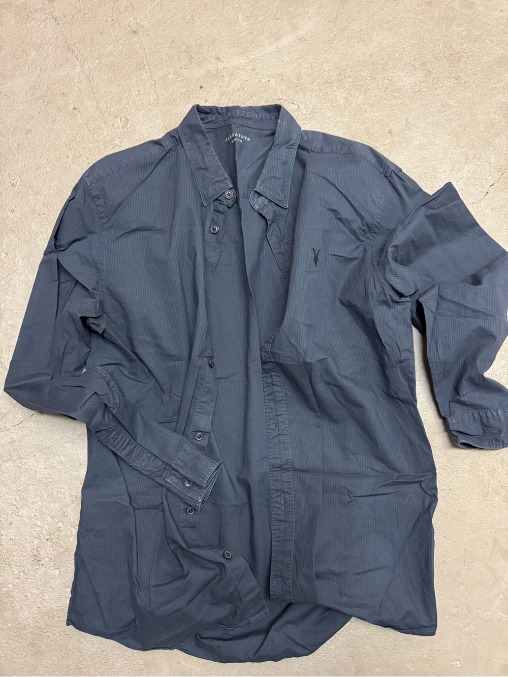 All Saints Navy Lightweight Shirt Jacket